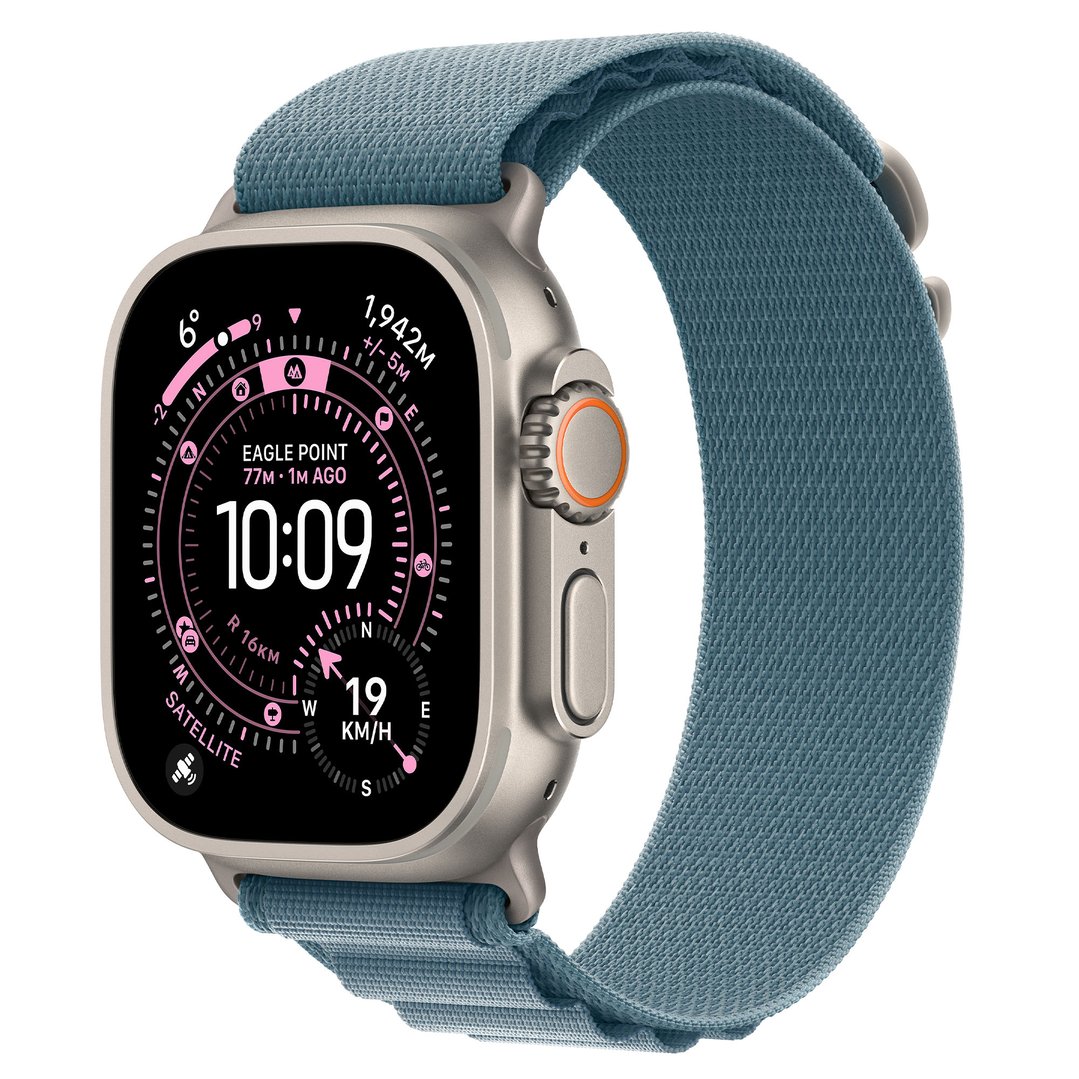 Apple Watch Ultra 3 49mm Natural Titanium Case GPS + Cellular Light Blue Alpine Loop (Small) MEWK4X/A