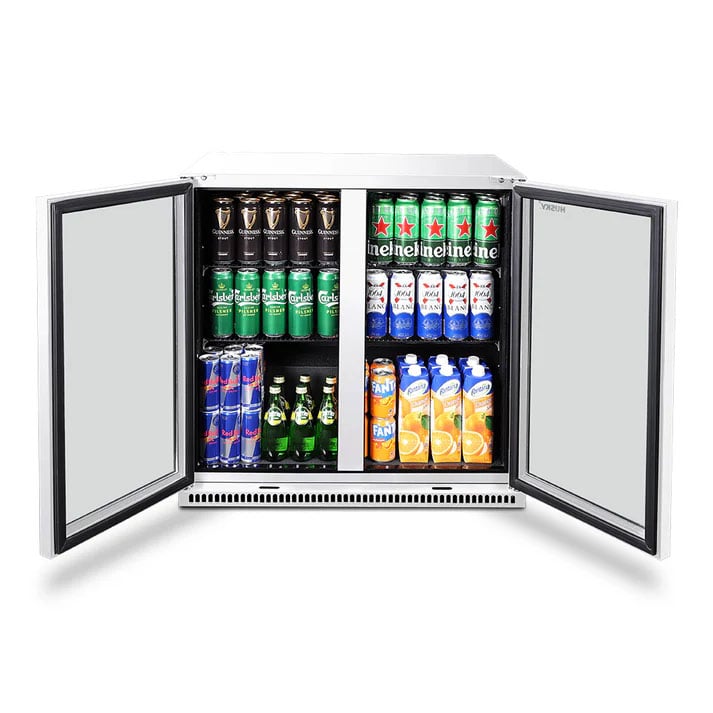 Husky 203L Double Door Home Bar Drinks Chiller - White C2HHMBWHAU