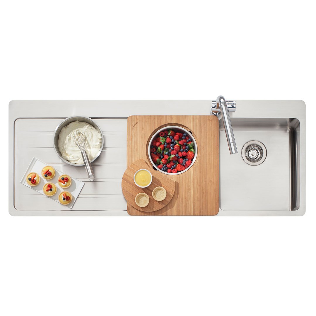 Oliveri Sonetto Right Hand Double Bowl Topmount Sink With Drainer SN1072