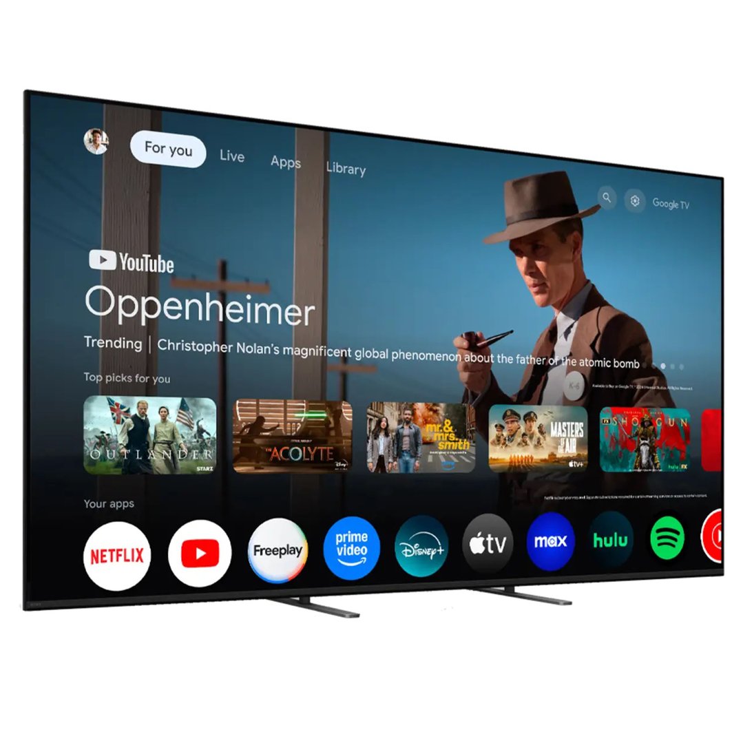 A SONY 75 inch Bravia 5 4K HDR Mini LED TV on a stand