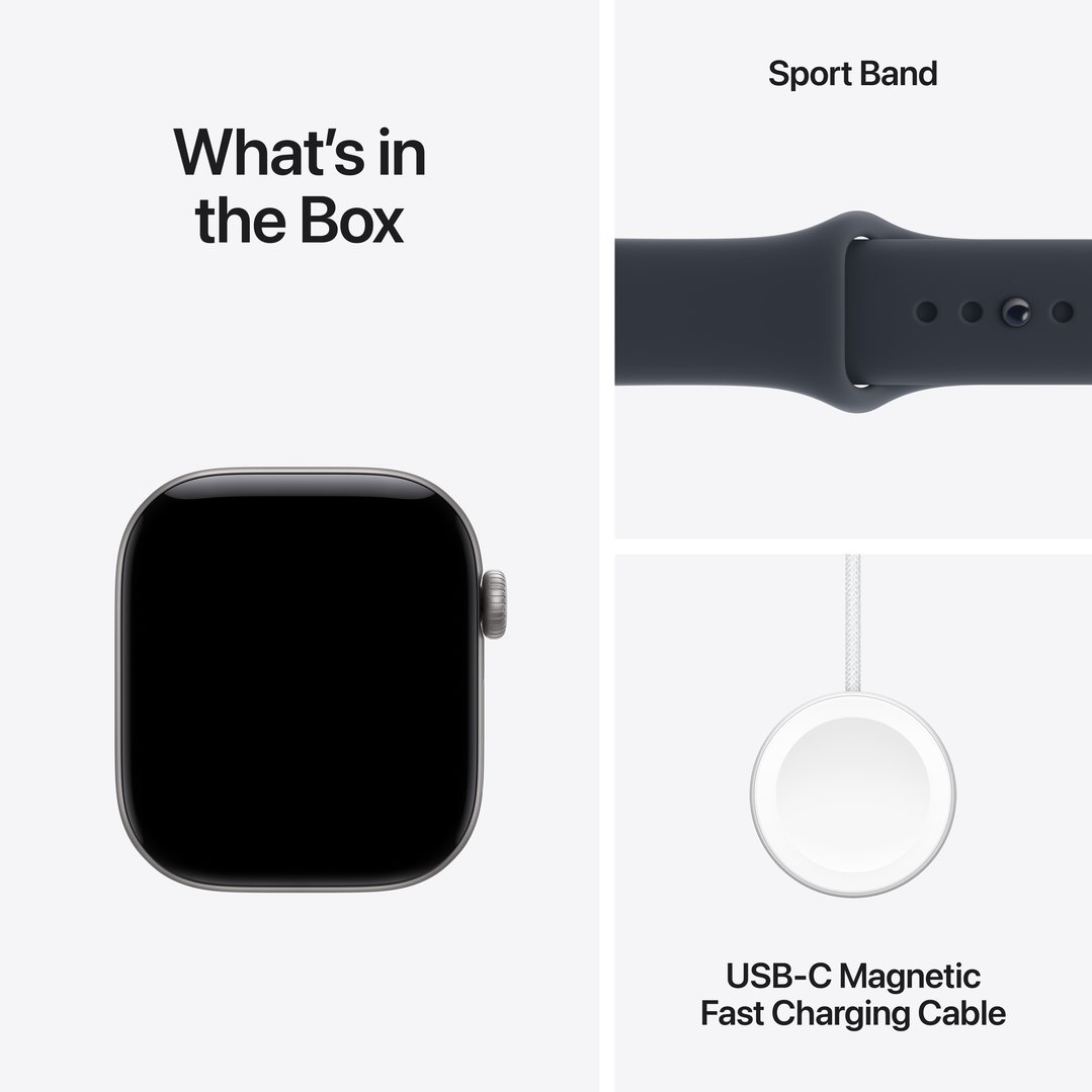 Apple Watch Series 12 GPS 42mm Space Gray Aluminum Case with Navy Blue Sport Band - S/M MJE74X/A