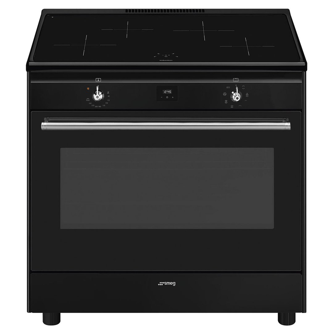 Smeg Classic 90cm Upright Cooker with Induction Hob Black CX91IMBL