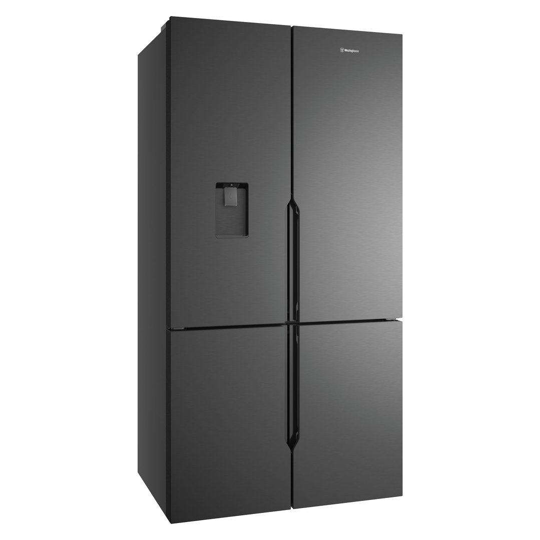 Westinghouse 564L Quad Door Fridge, Matte Charcoal Black with a Plumbed Water Dispenser WQE5750BB