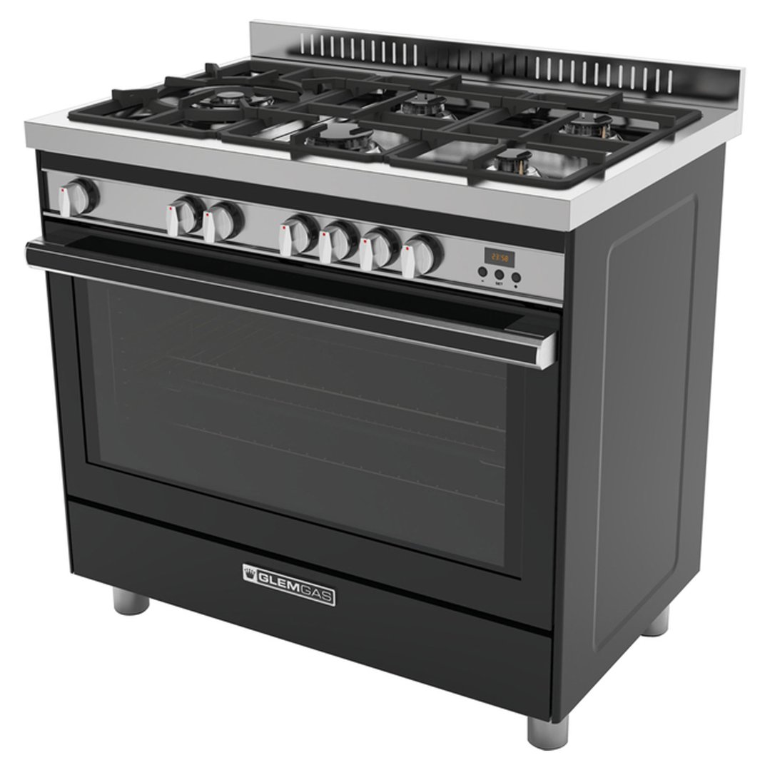 Glem Gas Premium Matt Black 90cm Gas Cooker GS965GGMB. Buy Online