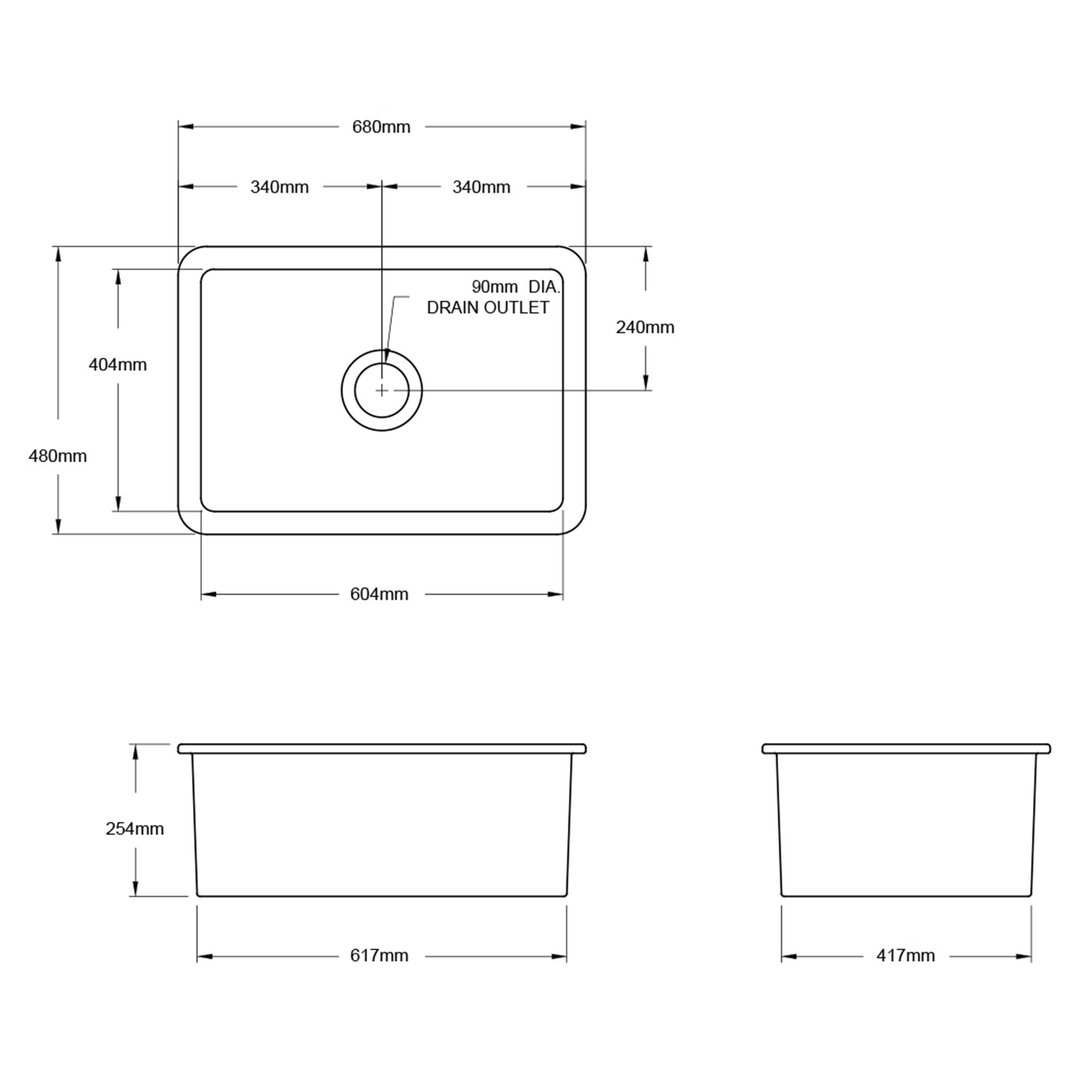 Turner Hastings Cuisine 68x48 Inset / Undermount Fireclay Sink CU68FS
