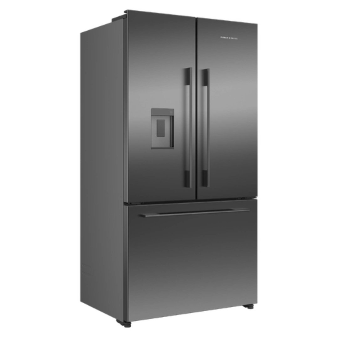 Fisher & Paykel 612L Series 7 French Door Refrigerator Freezer, Ice & Water, Black Stainless Steel RF600ADUB1
