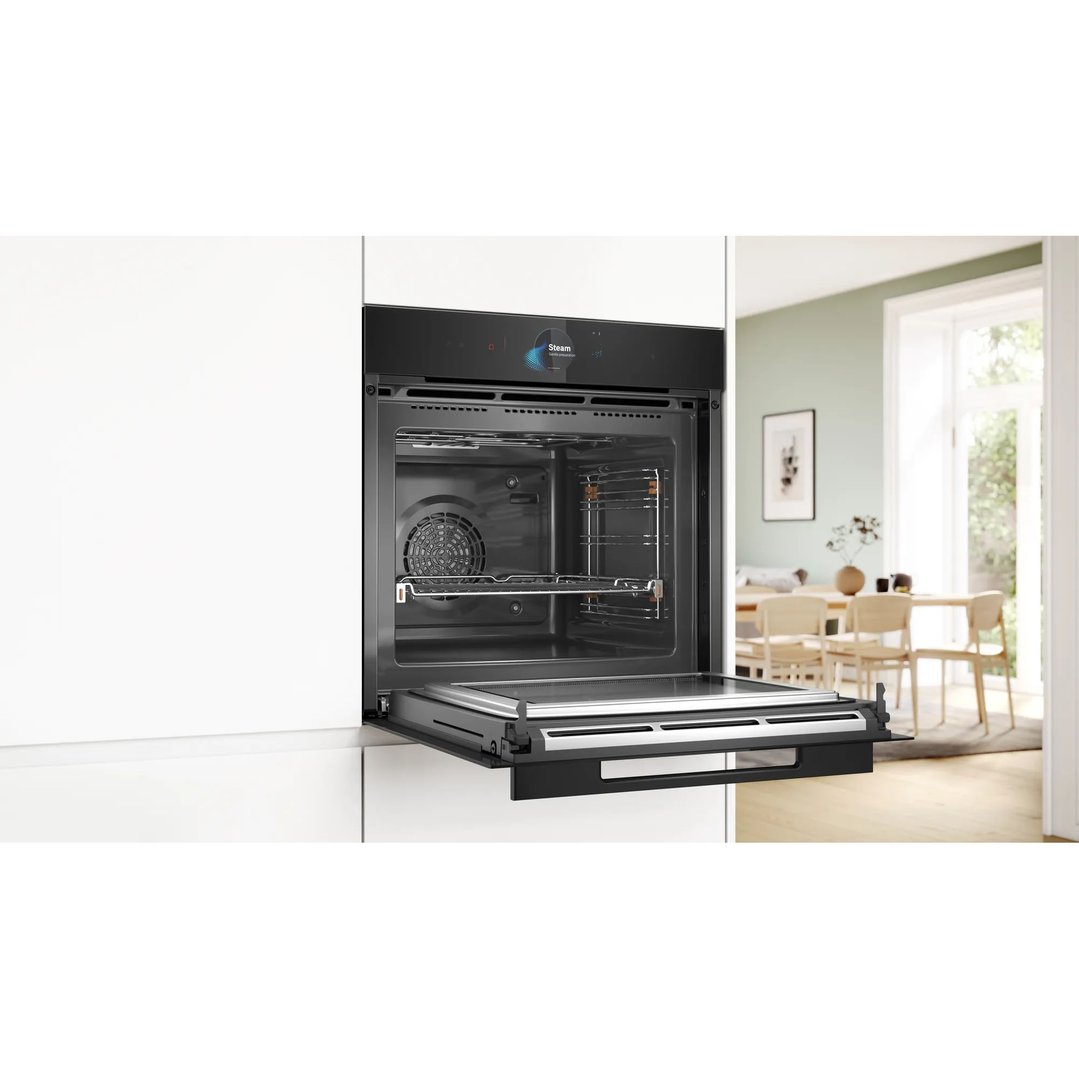 Bosch 60cm Accent Line Built-in Oven with Microwave & Steam - Black HNG978QB1A