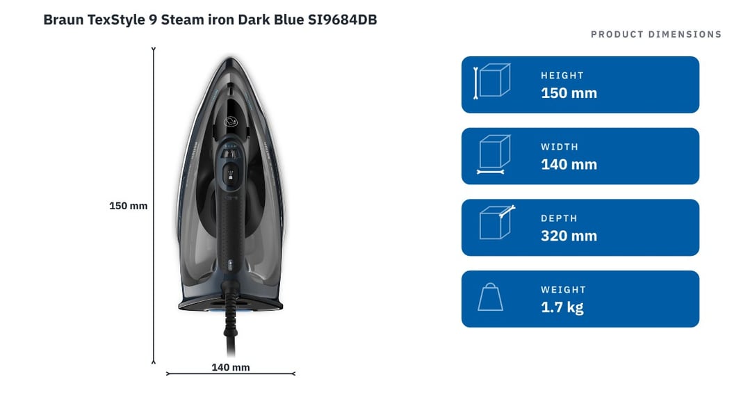 Braun TexStyle 9 Steam iron Dark Blue SI9684DB