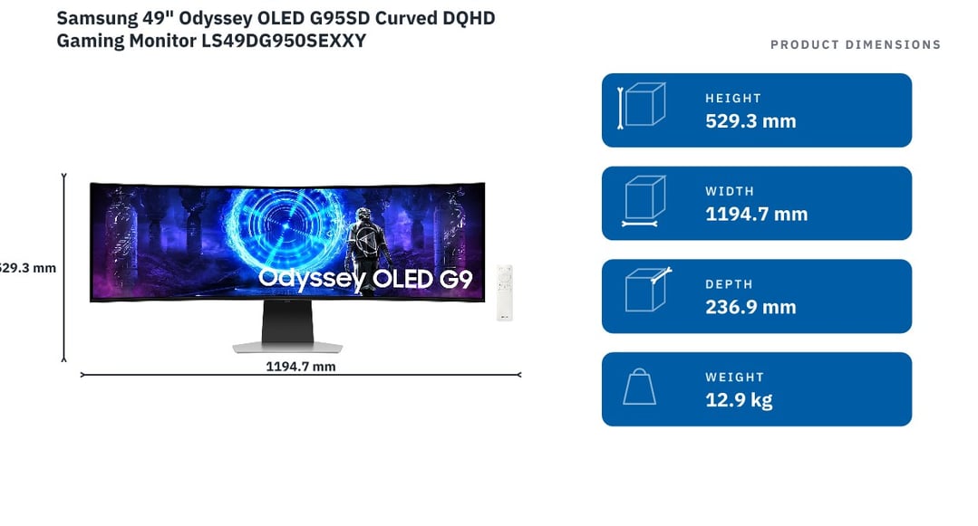 Samsung 49" Odyssey OLED G95SD Curved DQHD Gaming Monitor LS49DG950SEXXY
