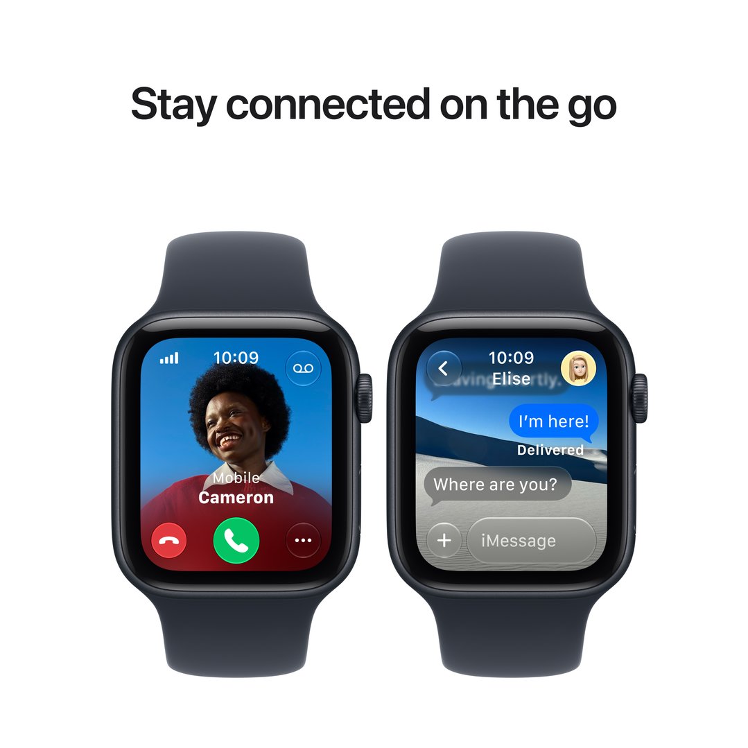 Apple Watch SE 3 GPS + Cellular 44mm Midnight Aluminum Case with Navy Blue Sport Band - M/L MJLT4X/A