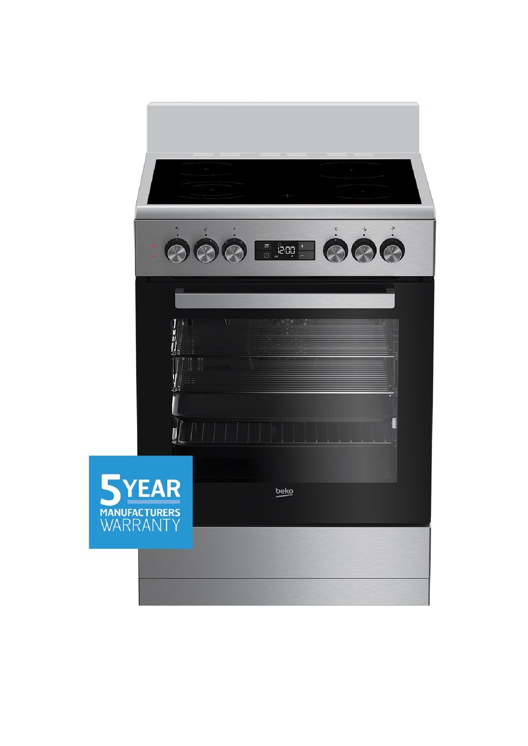 Beko 60cm Freestanding Cooker Multifunctional Oven with Ceramic Cooktop BFC60VMX1