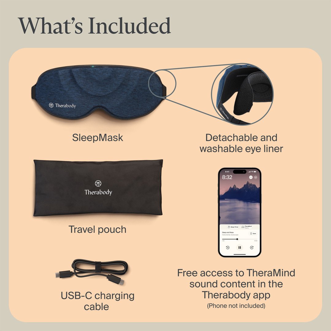 Therabody SleepMask - Ultra-Comfortable 100% Blackout Eye Mask With Gentle Massaging Vibration SM0004081-1A30