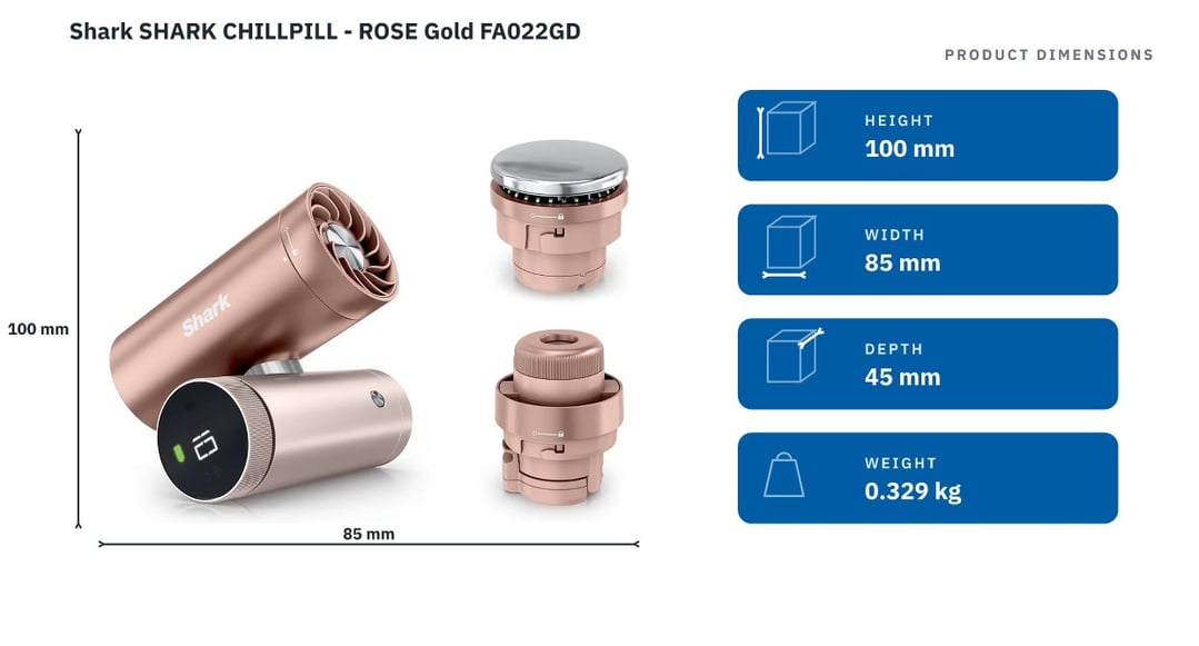 Shark SHARK CHILLPILL - ROSE Gold FA022GD — product dimensions