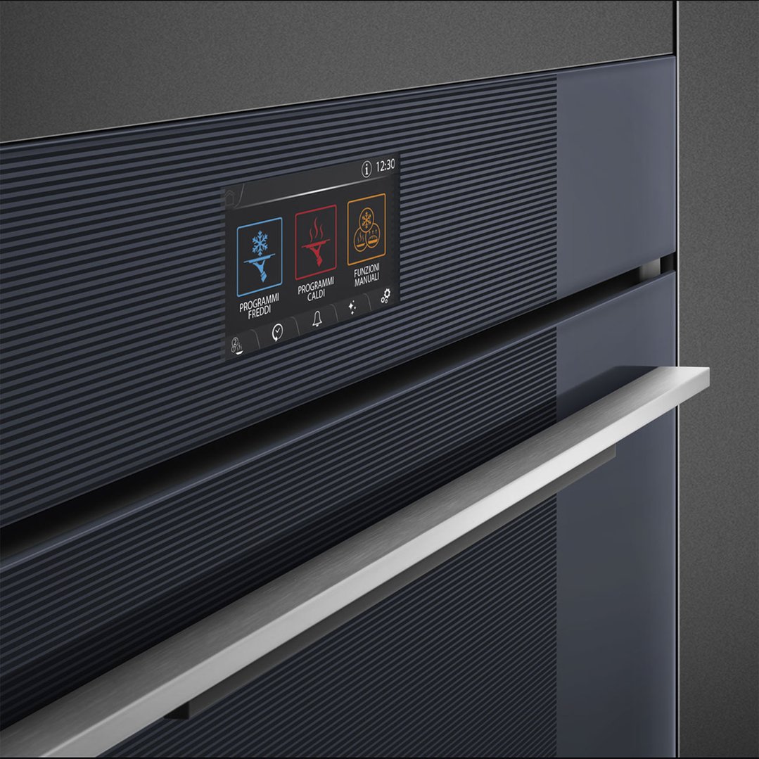 Close up of a compact blast chiller with its digital display showing menu options