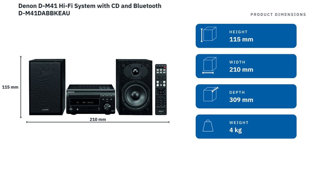 Denon D-M41 Hi-Fi System with CD and Bluetooth D-M41DABBKEAU