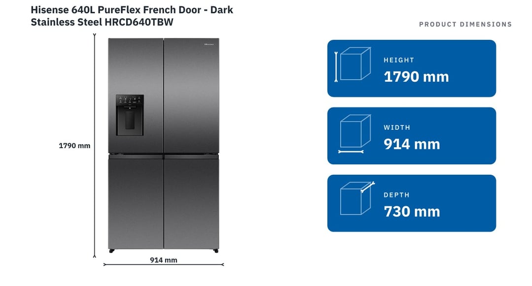Hisense 640L PureFlex French Door - Dark Stainless Steel HRCD640TBW