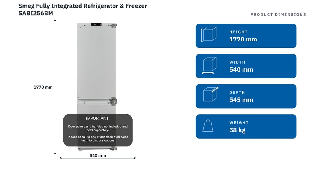 Smeg Fully Integrated Refrigerator & Freezer SABI256BM