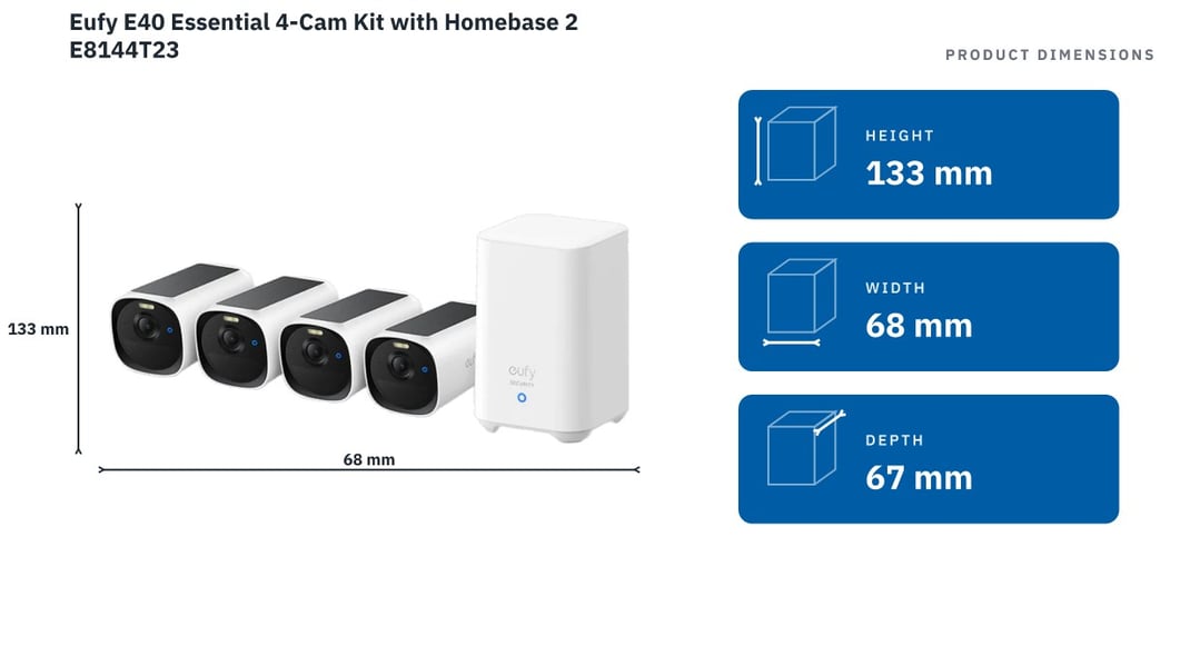 Eufy E40 Essential 4-Cam Kit with Homebase 2 E8144T23