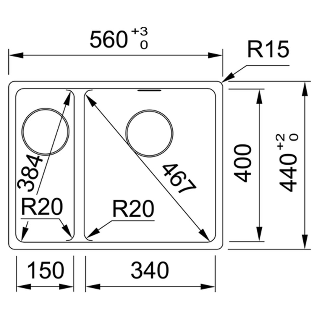 Franke Maris 1 & 1/2 Left Bowl Sink 340/150mm Polar White MRG660/34-15FPCSBLPW