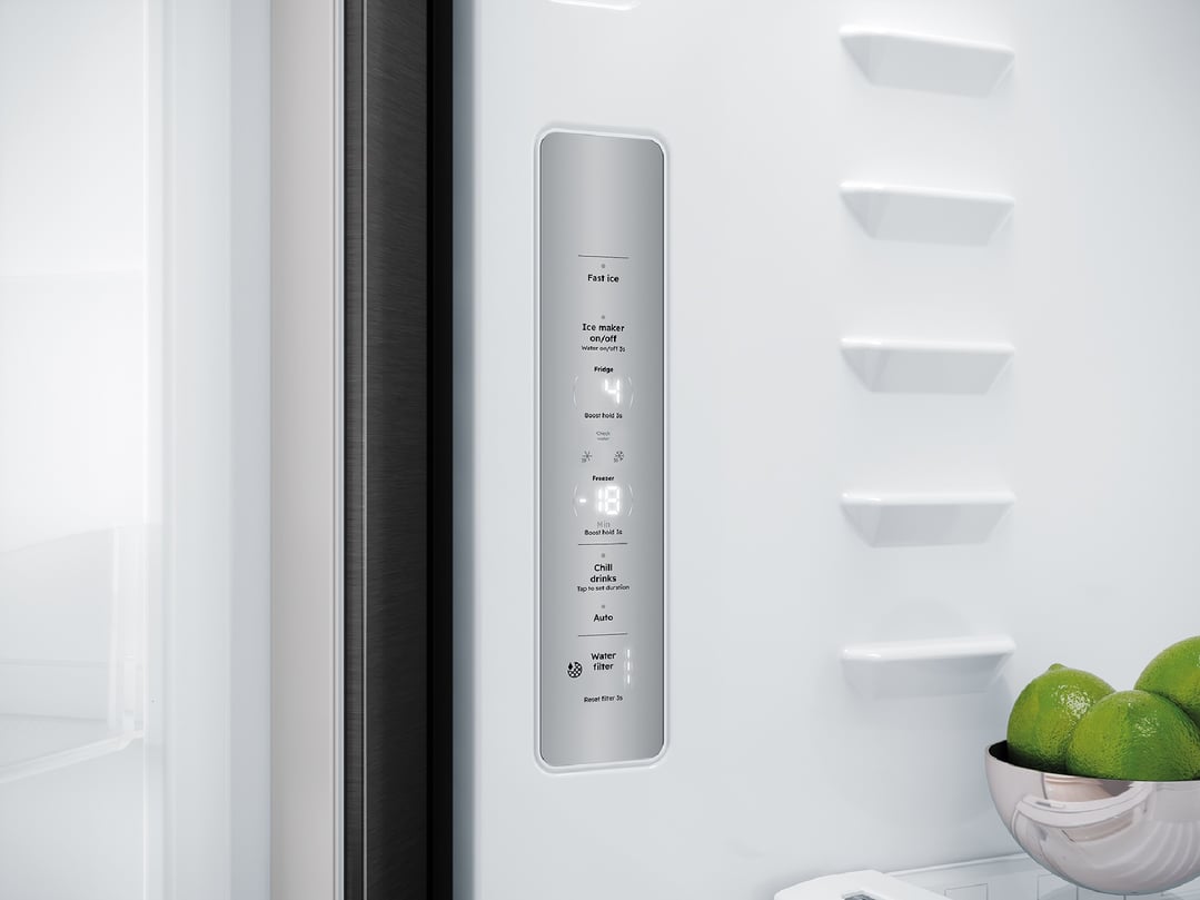 Westinghouse 564L Quad Door Fridge, Matte Charcoal Black with a Plumbed Water Dispenser WQE5750BB