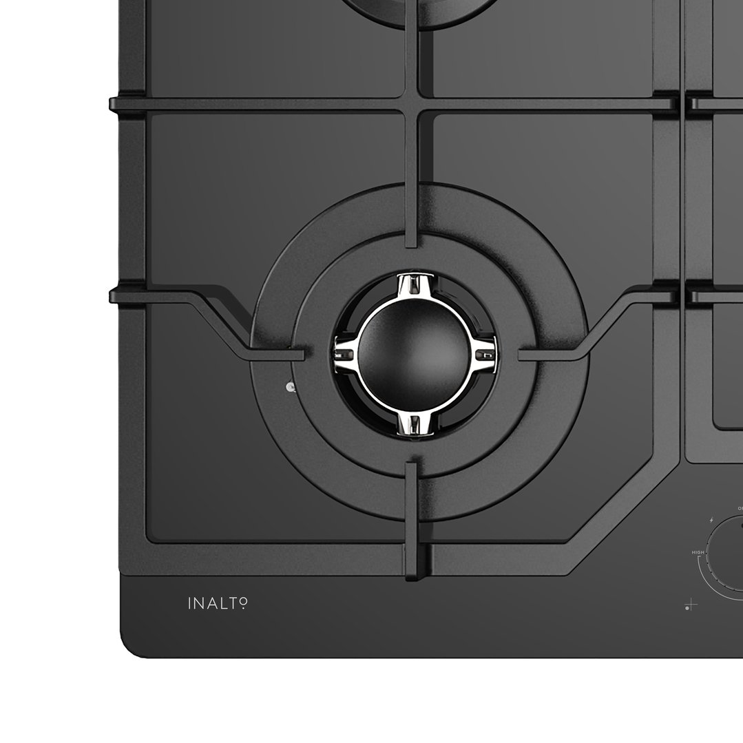 Inalto 60cm Gas on Glass Cooktop with Wok Burner ICGG604W