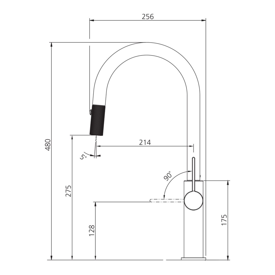 Oliveri Vilo Goose Neck Pull Out Spray Mixer Brushed Nickel VT2425-BN