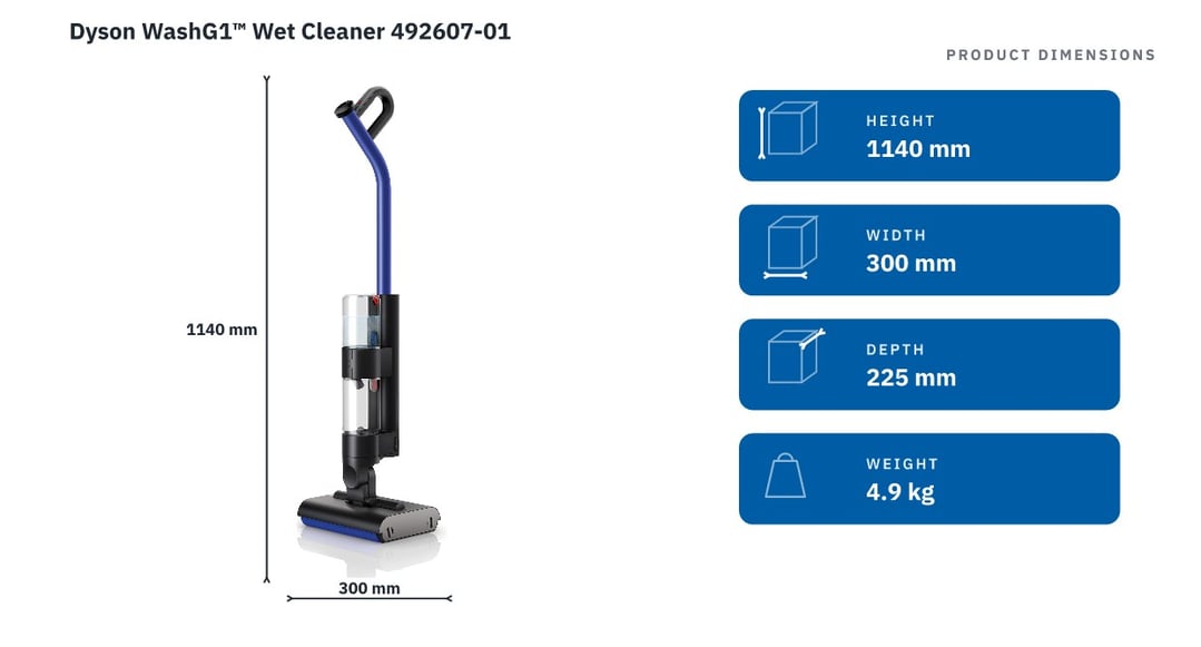Dyson WashG1™ Wet Cleaner 492607-01 — product dimensions