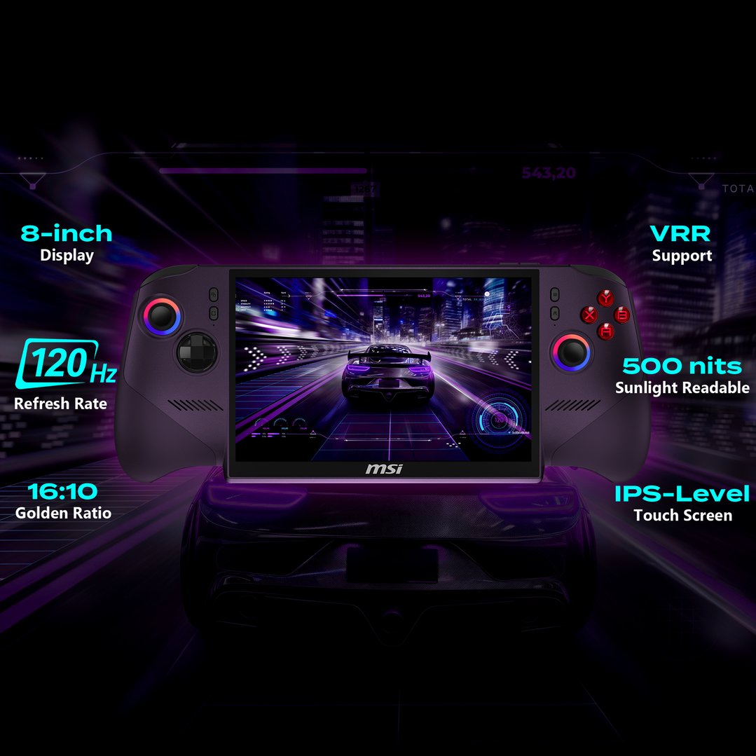 MSI Claw 8 EX AI+ CG3EM-010AU Gaming Handheld, 8” FHD+ 120Hz, Intel Arc G3 Extreme Processor, 32GB RAM, 1TB SSD CG3EM-010AU