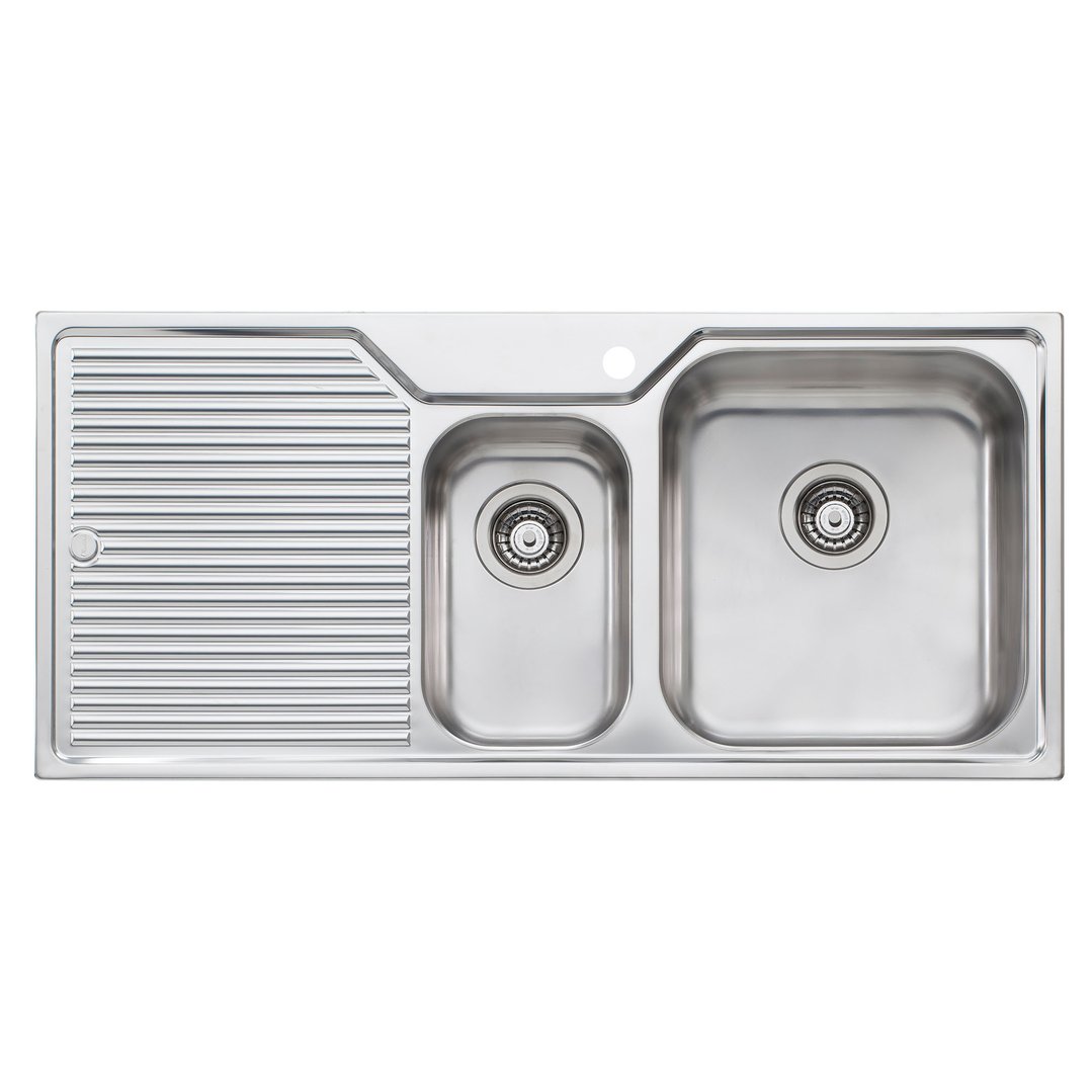 Oliveri Nu-Petite 1 & 1/2 RIght Hand Bowl Topmount Sink With Drainer NP602