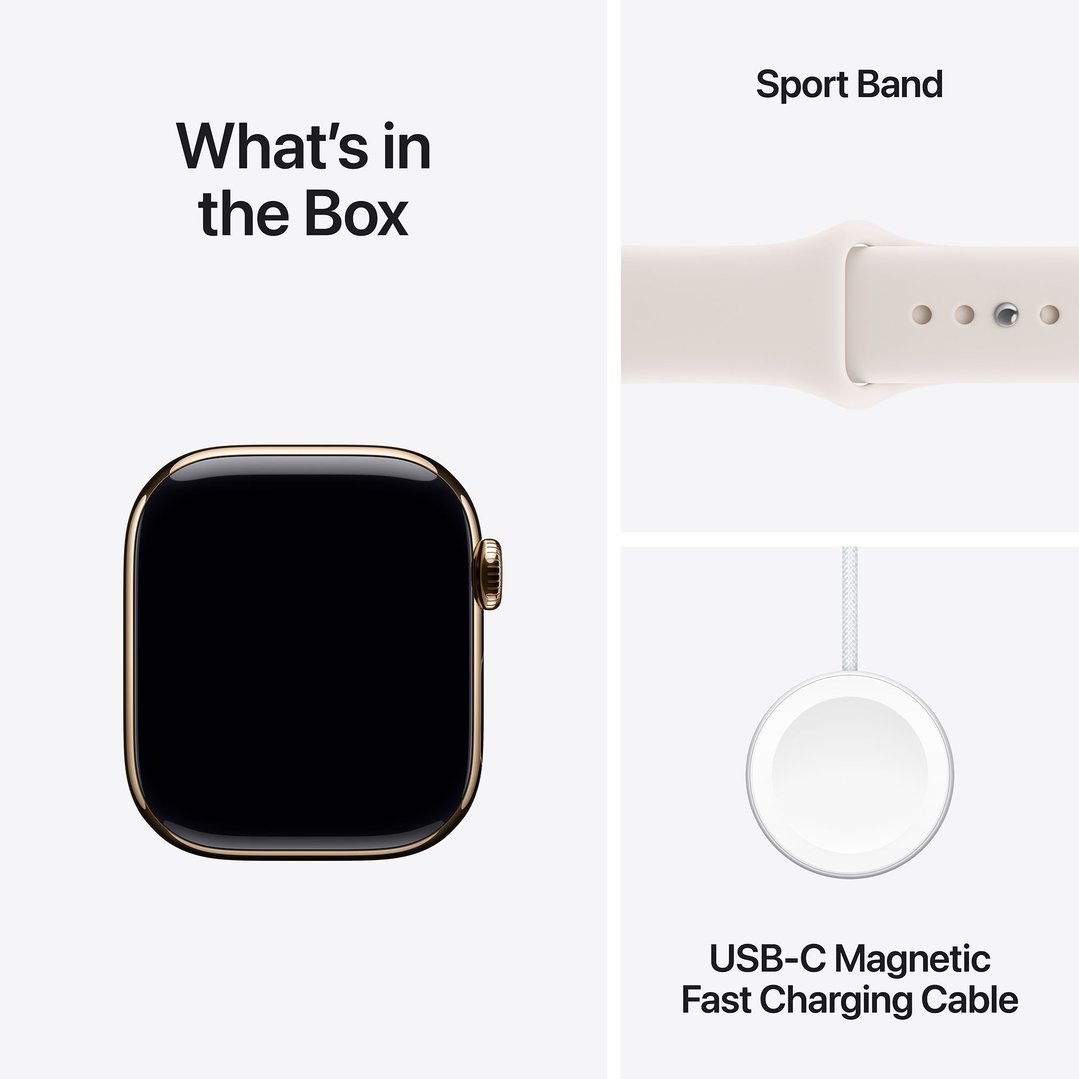 Apple Watch Series 11 46mm Gold Titanium Case GPS + Cellular Sport Band (S/M) (Light Blush) MFD54X/A