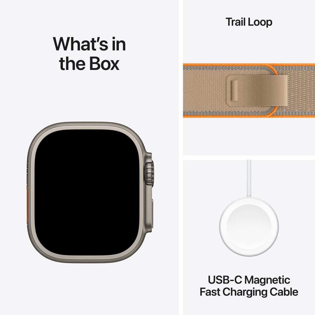 Apple Watch Ultra 4 GPS + Cellular 49mm Natural Titanium Case with Sand Trail Loop - M/L MJAQ4X/A