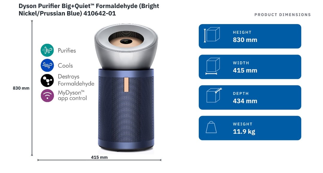 Dyson Purifier Big+Quiet™ Formaldehyde (Bright Nickel/Prussian Blue) 410642-01