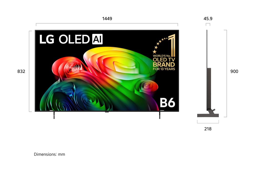 LG 65" OLEDB6 4K AI Smart TV 2026 OLED65B6PSA