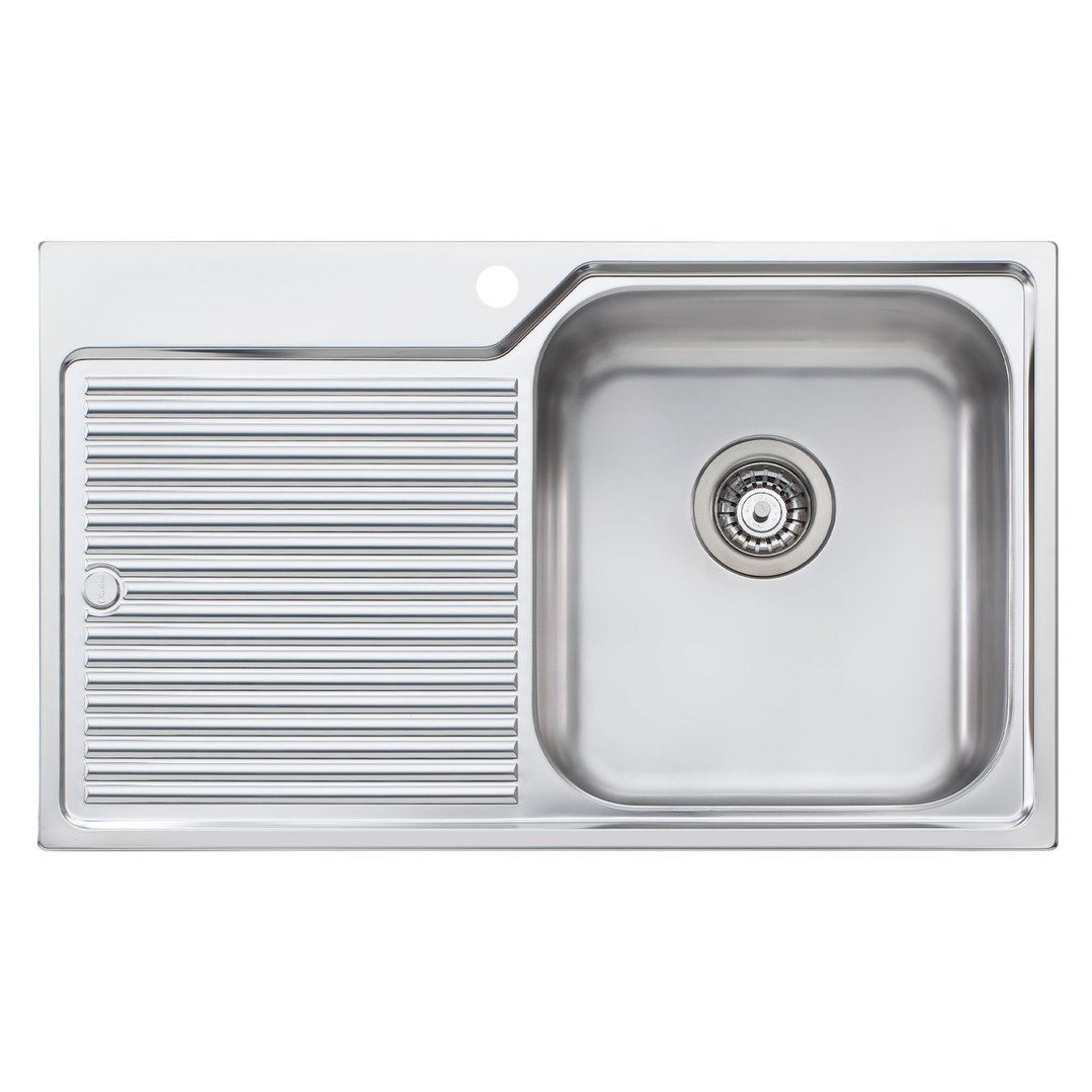 Oliveri Nu-Petite Single Right Hand Bowl Topmount Sink With Drainer NP622