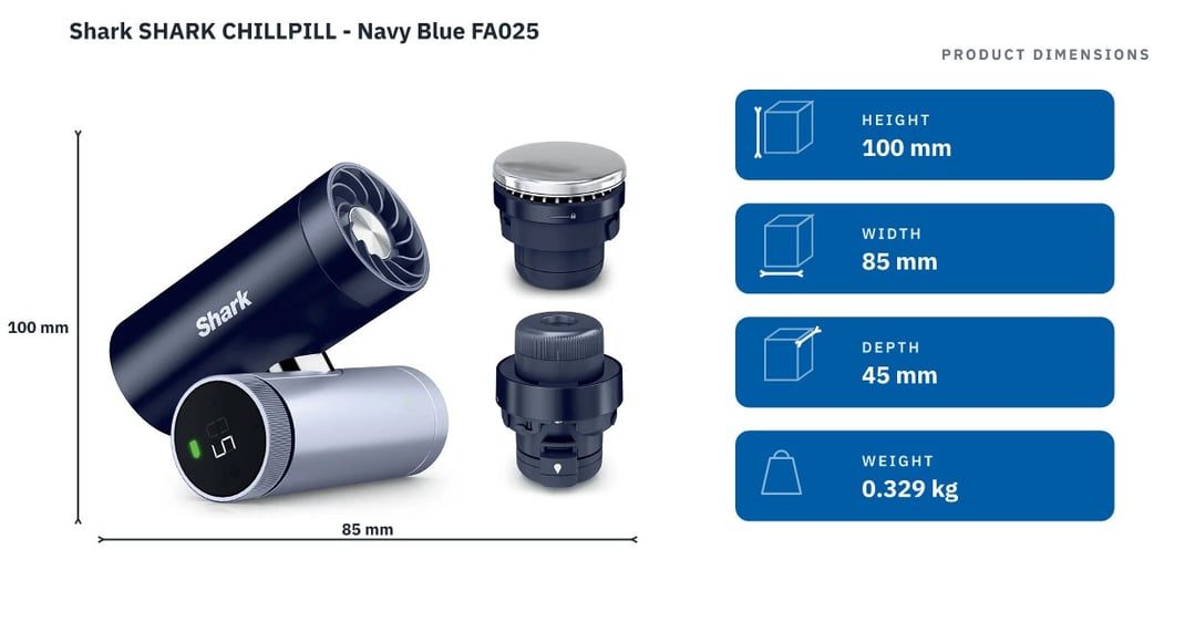 Shark SHARK CHILLPILL - Navy Blue FA025 — product dimensions