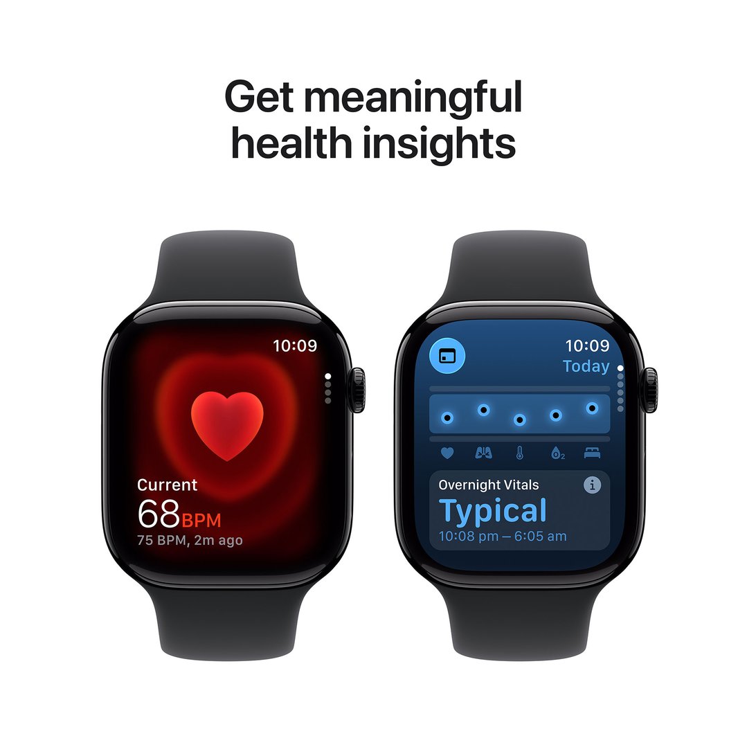 Apple Watch Series 11 46mm Jet Black Aluminium Case GPS Sport Band (S/M) (Black) MEUW4X/A