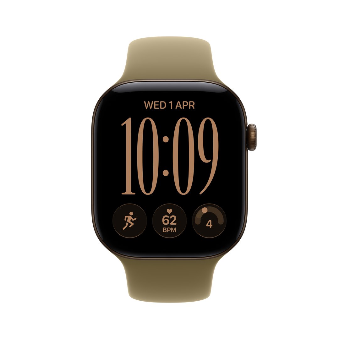 Apple Watch Series 12 GPS 46mm Dark Bronze Aluminum Case with Olive Sport Band - S/M MJEQ4X/A