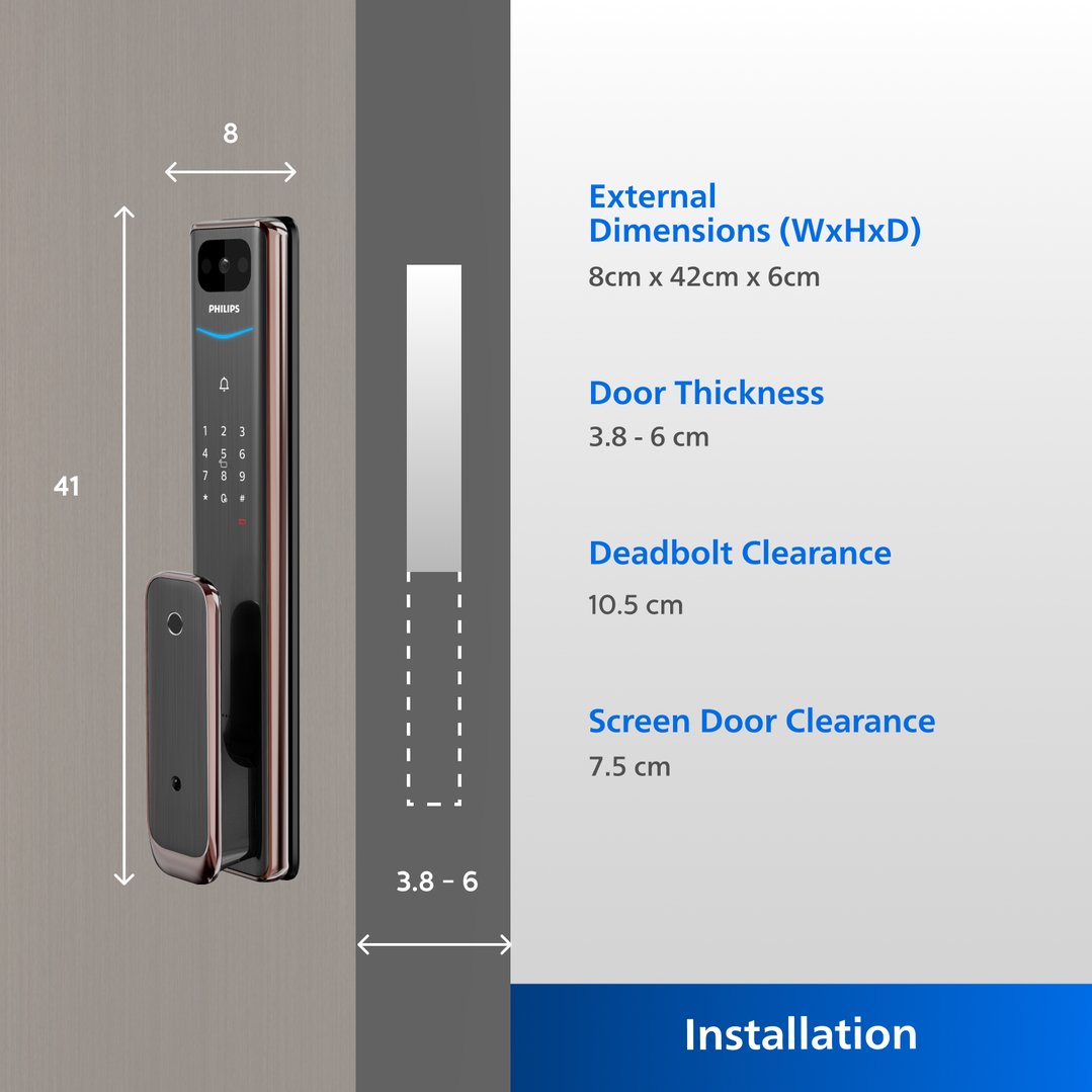 Philips Smart Wi-Fi Remote Video Intercom Mortise Door Lock - Copper ALPHA-VP-5HWS-C