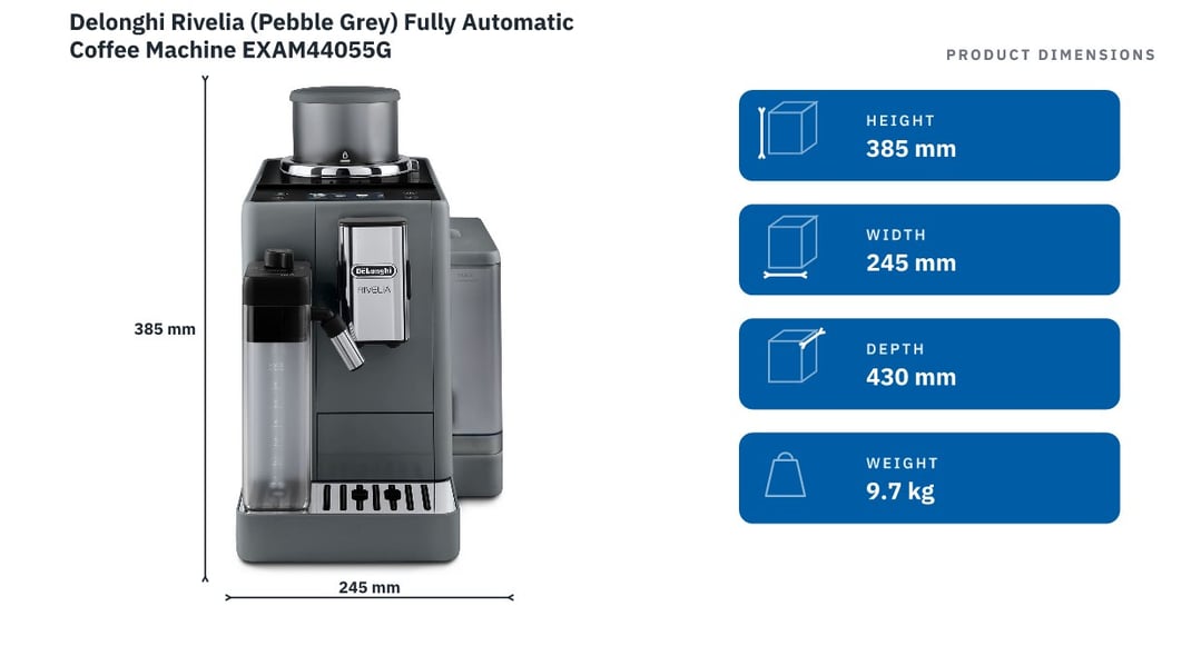 Delonghi Rivelia (Pebble Grey) Fully Automatic Coffee Machine EXAM44055G
