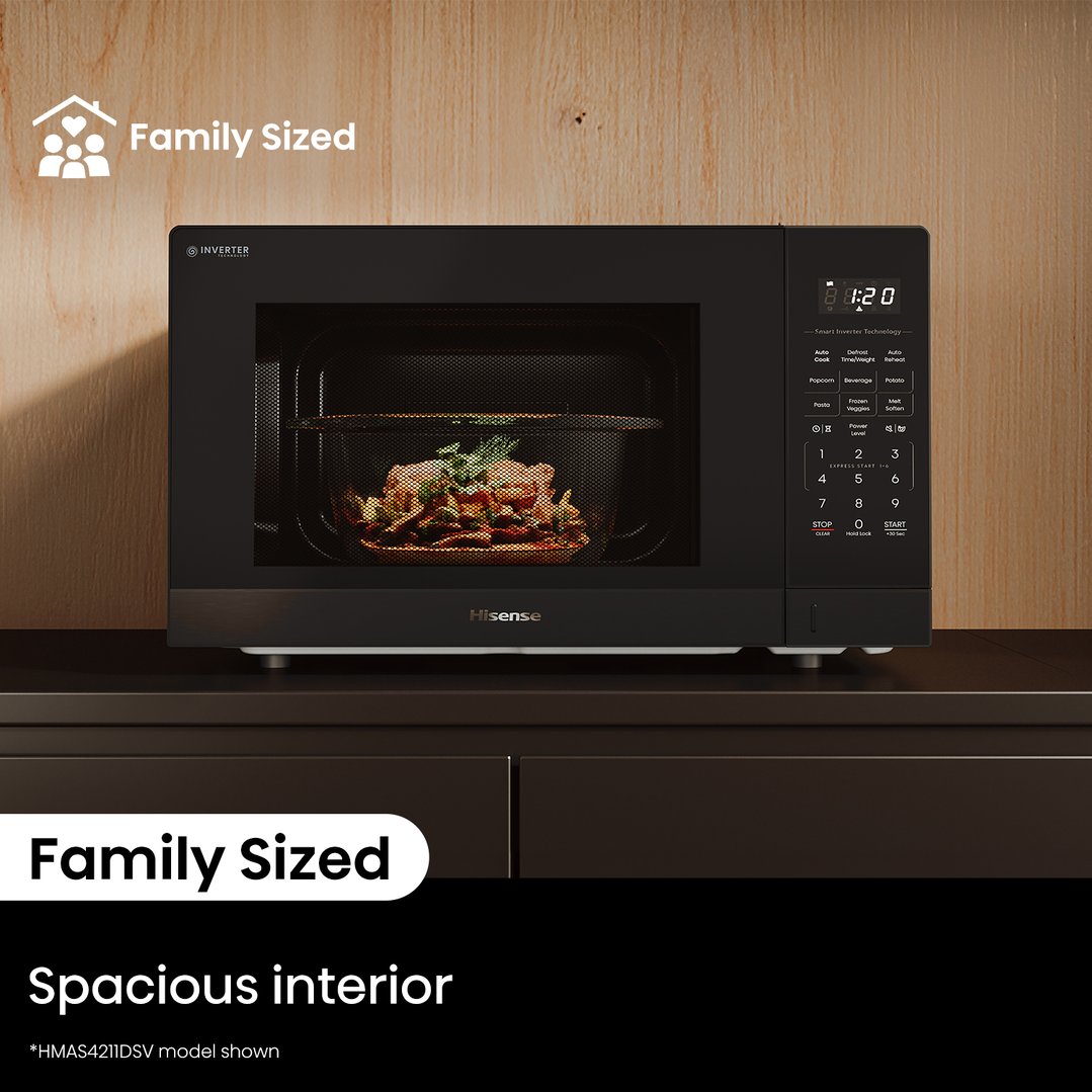Hisense 42L 1100W Inverter Microwave - Dark Stainless Steel. HMAS4211DSV