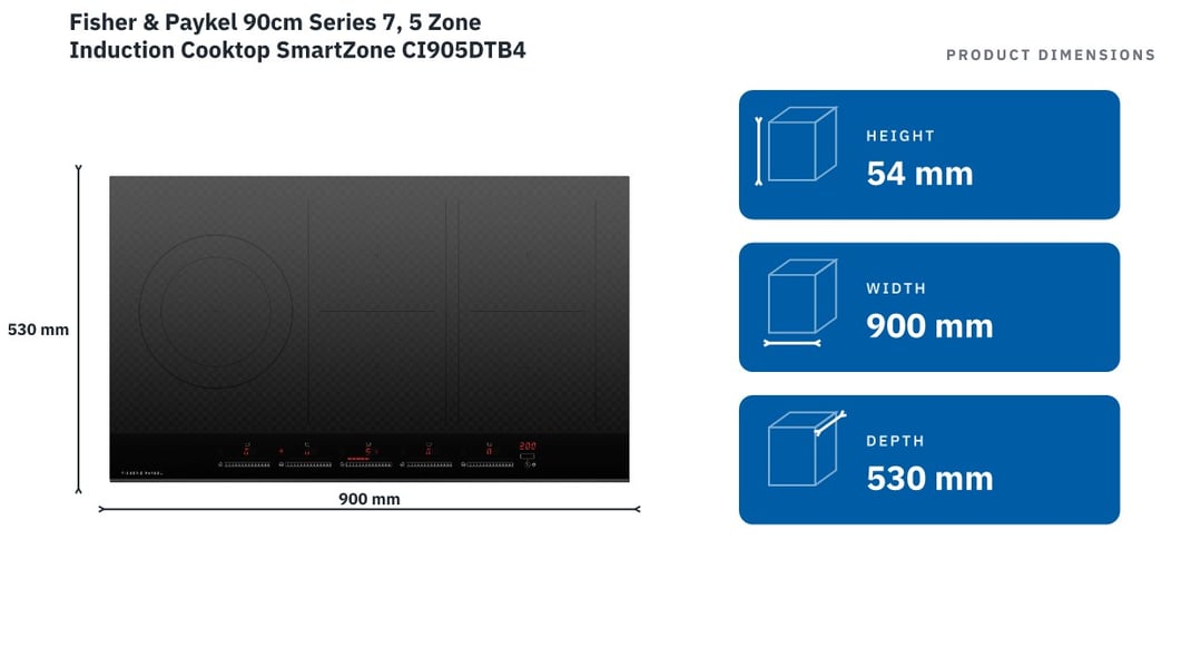 Fisher & Paykel 90cm Series 7, 5 Zone Induction Cooktop SmartZone CI905DTB4