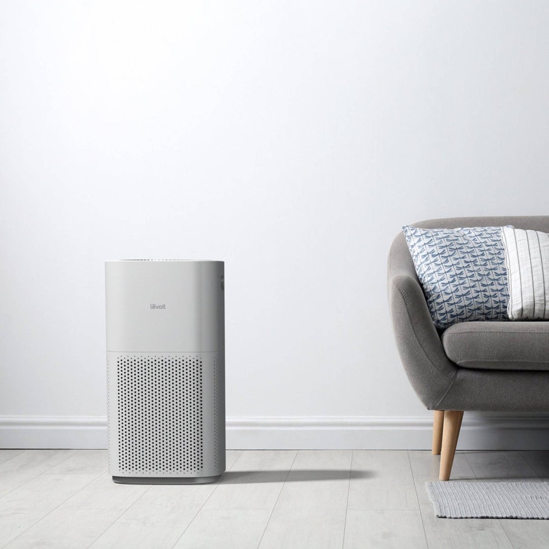 LEVOIT Core 600S Smart HEPA Air Purifier in a living room setting