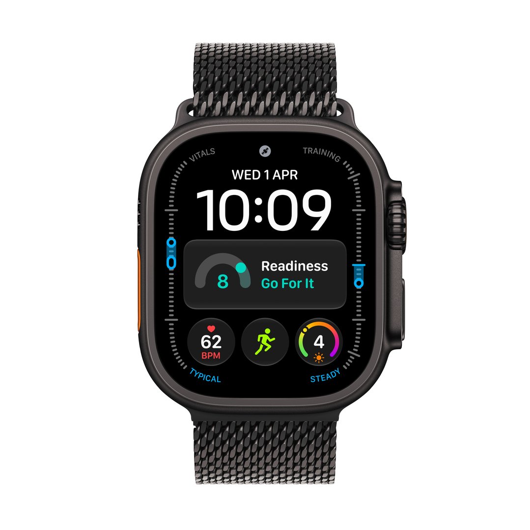 Apple Watch Ultra 4 GPS + Cellular 49mm Black Titanium Case with Black Titanium Milanese Loop - L MJAX4X/A