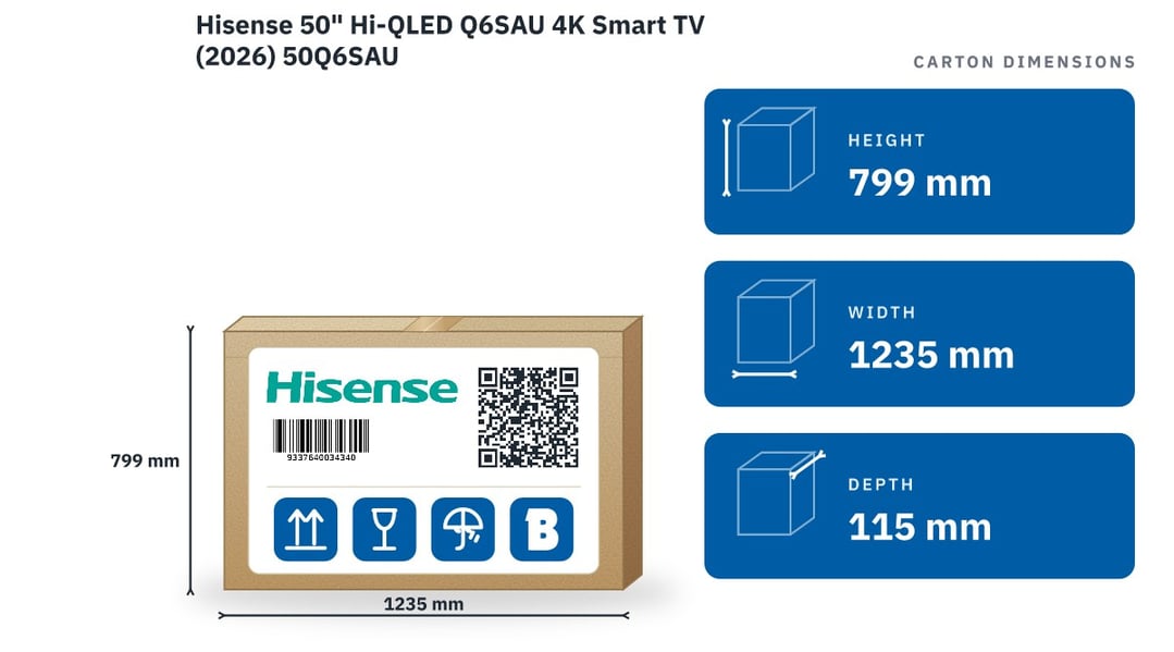 Hisense 50" Hi-QLED Q6SAU 4K Smart TV (2026) 50Q6SAU