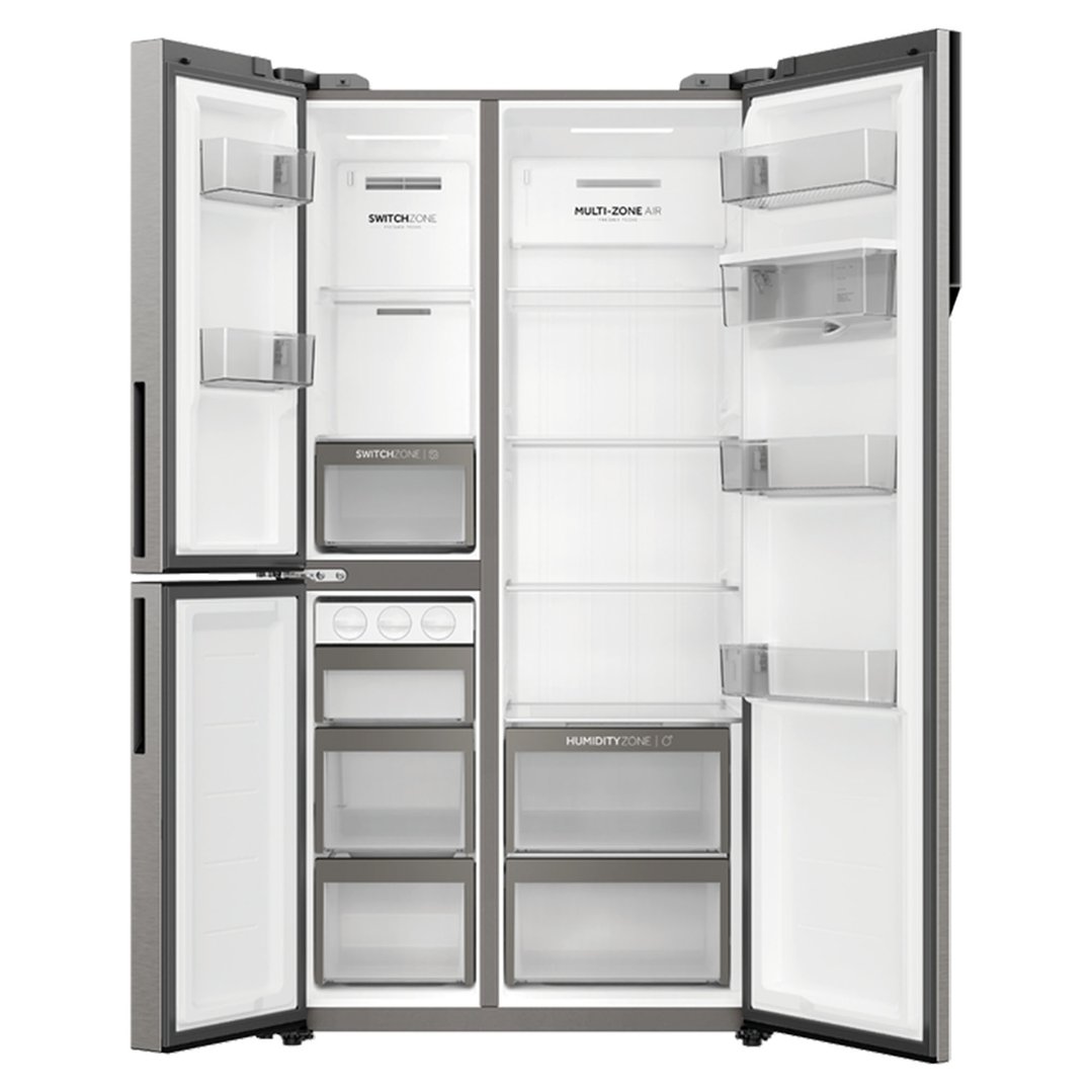 Haier S+ Three-Door Side-by-Side Refrigerator Freezer, 90.5cm, 574L, Water - Satina HRF575XHS