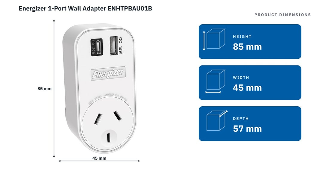 Energizer 1-Port Wall Adapter ENHTPBAU01B