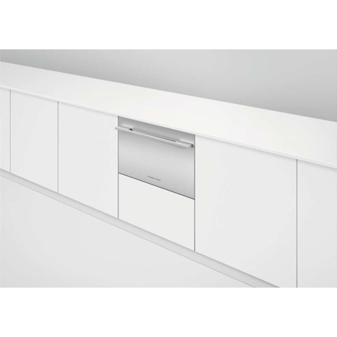 Integrated Single DishDrawer Dishwasher in a modern white kitchen setting