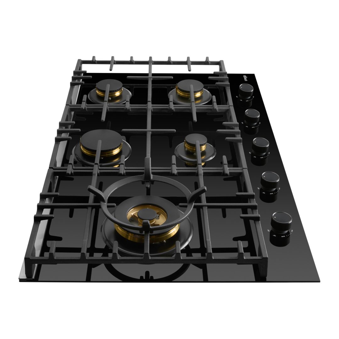 Omega 90cm Gas on Glass Cooktop. OCGG905WB