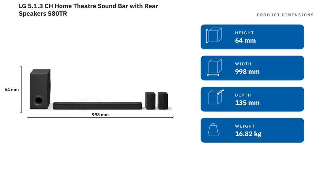 LG 5.1.3 CH Home Theatre Sound Bar with Rear Speakers S80TR