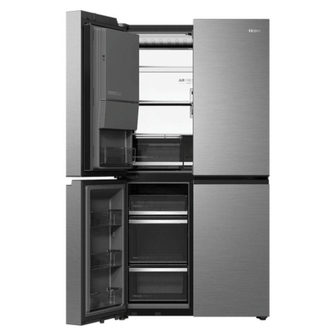 Haier 624L, Quad Door Refrigerator Freezer, Ice & Water, Plumbed, Satina HRF690YZS